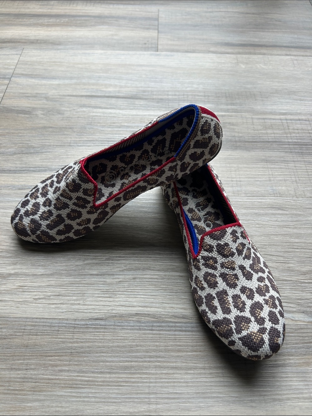 Rothy's Leopard Print Flats with Red Trim